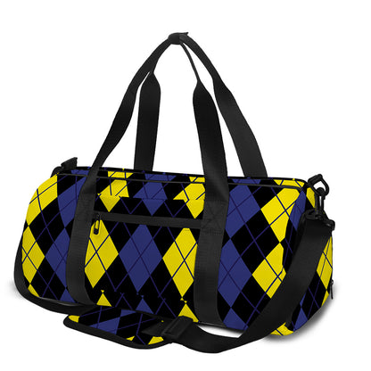 Yellow Black And Blue Argyle Print Gym Bag