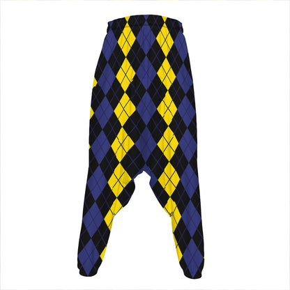 Yellow Black And Blue Argyle Print Hammer Pants