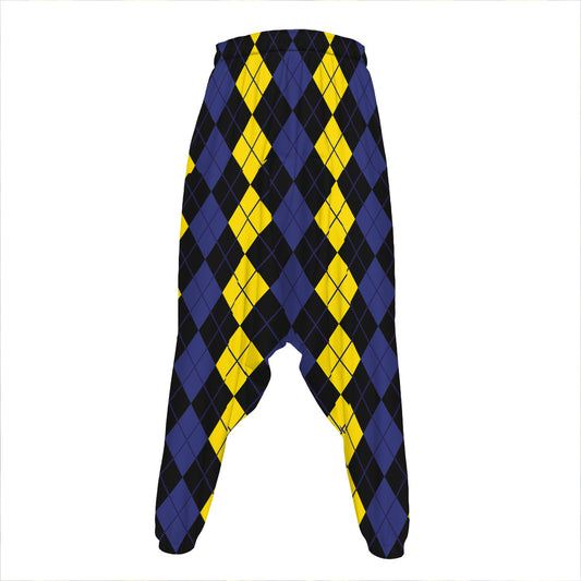 Yellow Black And Blue Argyle Print Hammer Pants