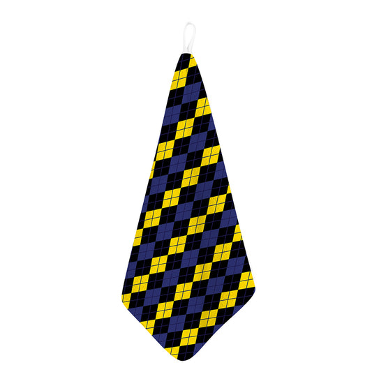 Yellow Black And Blue Argyle Print Hand Towel