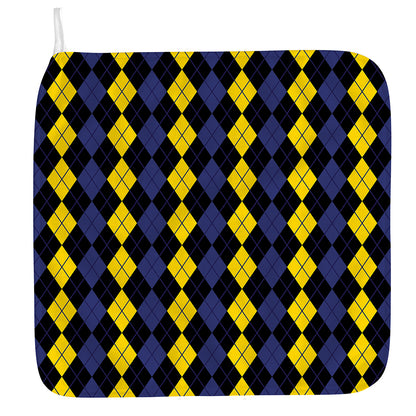 Yellow Black And Blue Argyle Print Hand Towel