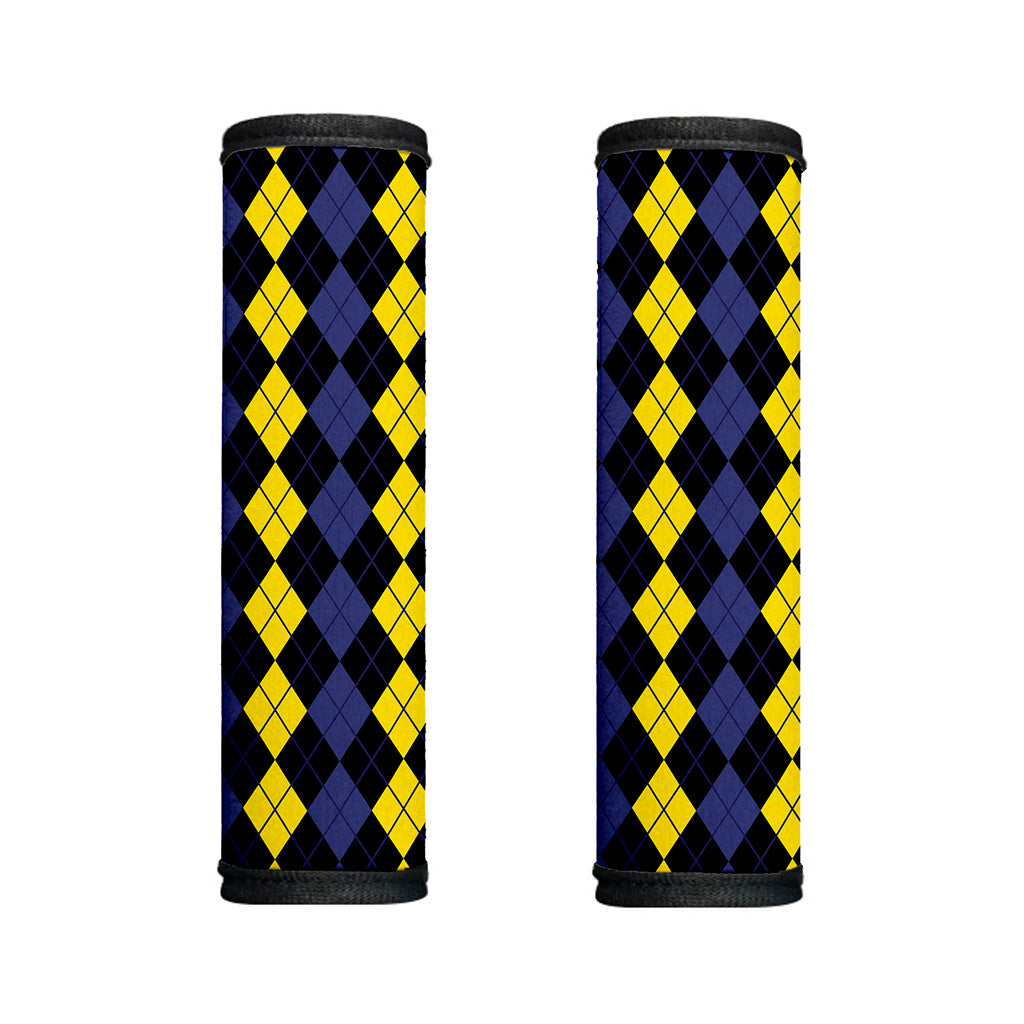 Yellow Black And Blue Argyle Print Handle Covers