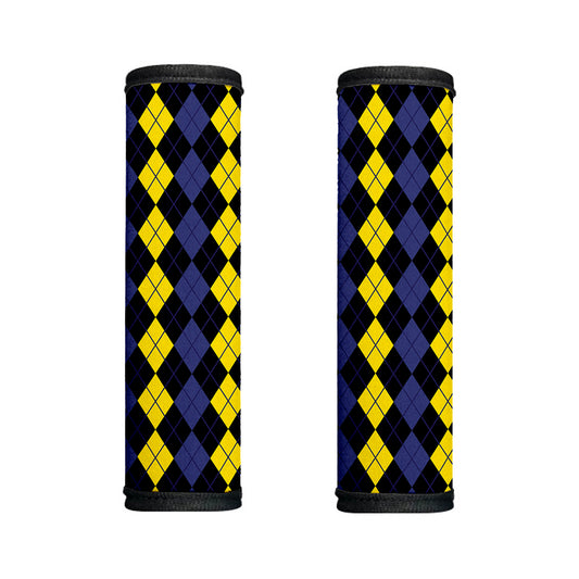Yellow Black And Blue Argyle Print Handle Covers