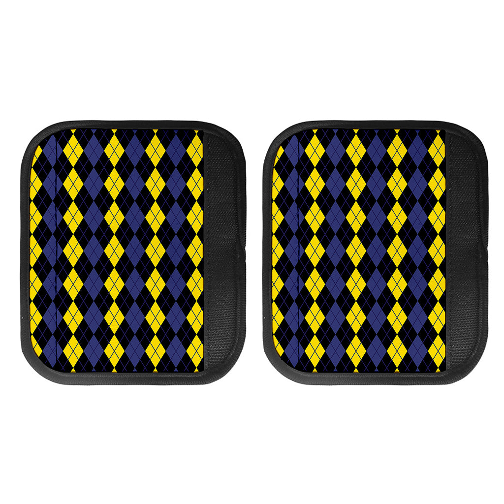 Yellow Black And Blue Argyle Print Handle Covers