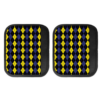 Yellow Black And Blue Argyle Print Handle Covers