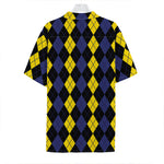Yellow Black And Blue Argyle Print Hawaiian Shirt