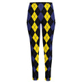 Yellow Black And Blue Argyle Print High-Waisted Pocket Leggings