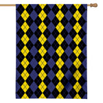 Yellow Black And Blue Argyle Print House Flag