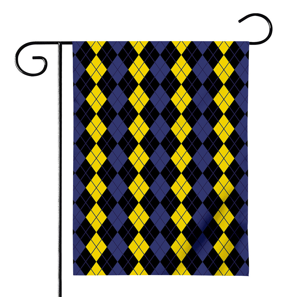 Yellow Black And Blue Argyle Print House Flag