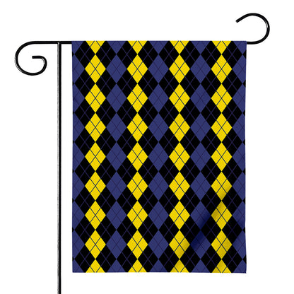 Yellow Black And Blue Argyle Print House Flag
