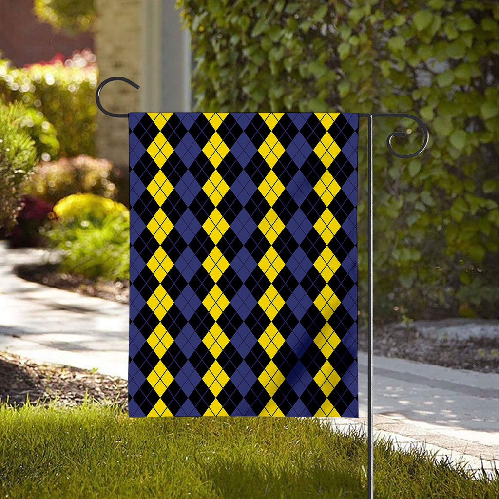 Yellow Black And Blue Argyle Print House Flag
