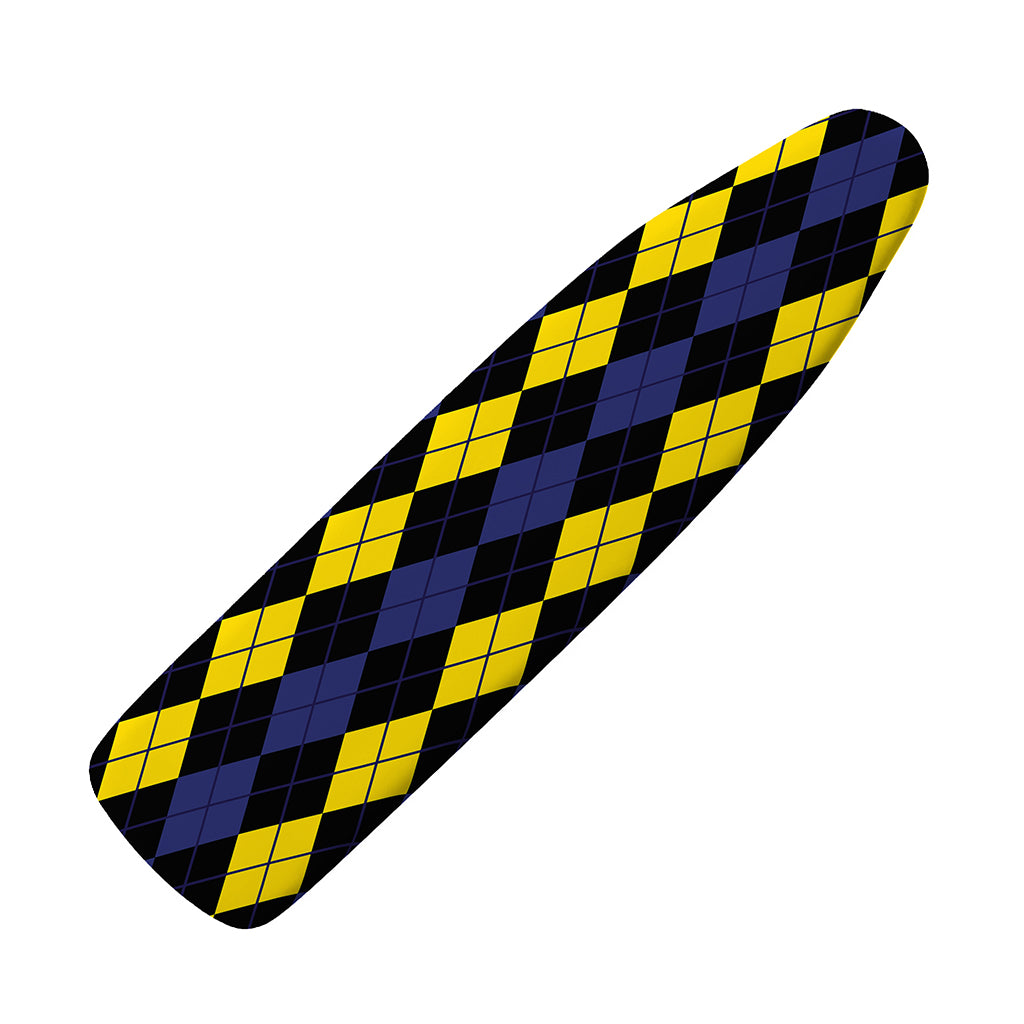 Yellow Black And Blue Argyle Print Ironing Board Cover