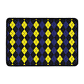 Yellow Black And Blue Argyle Print Kitchen Mat