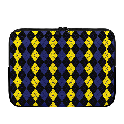 Yellow Black And Blue Argyle Print Laptop Sleeve