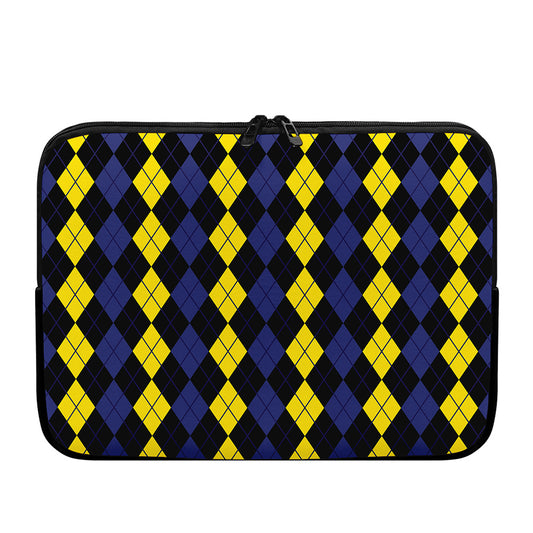 Yellow Black And Blue Argyle Print Laptop Sleeve