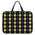 Yellow Black And Blue Argyle Print Laptop Sleeve With Handle