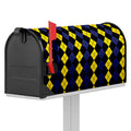 Yellow Black And Blue Argyle Print Mailbox Cover
