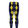Yellow Black And Blue Argyle Print Men's Leggings