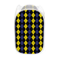 Yellow Black And Blue Argyle Print Mesh Laundry Hamper