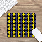 Yellow Black And Blue Argyle Print Mouse Pad
