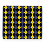 Yellow Black And Blue Argyle Print Mouse Pad