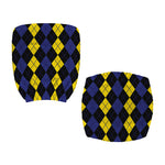 Yellow Black And Blue Argyle Print Office Chair Cover