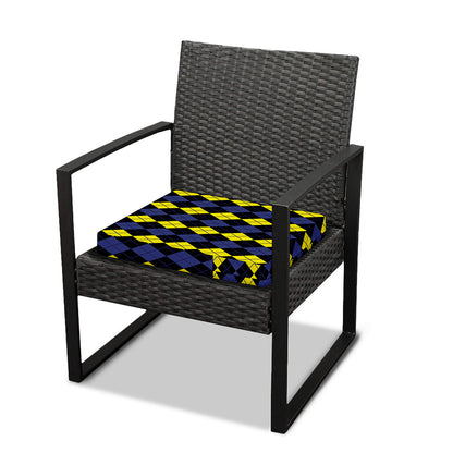 Yellow Black And Blue Argyle Print Outdoor Seat Cushion Cover
