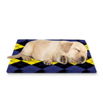 Yellow Black And Blue Argyle Print Pet Cooling Mat Cover