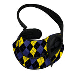 Yellow Black And Blue Argyle Print Pet Sling Carrier