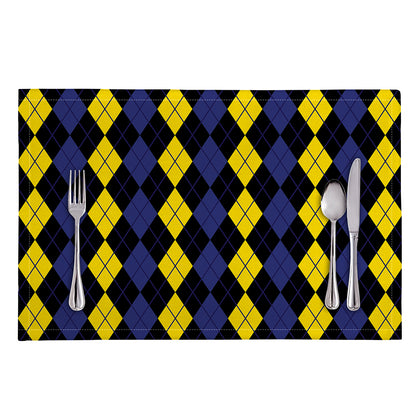 Yellow Black And Blue Argyle Print Placemat