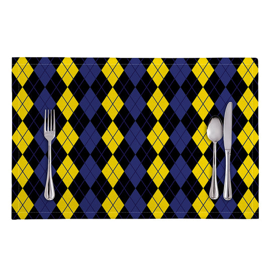 Yellow Black And Blue Argyle Print Placemat