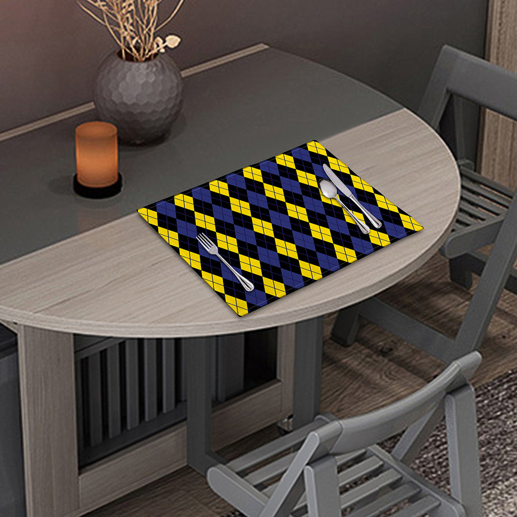 Yellow Black And Blue Argyle Print Placemat