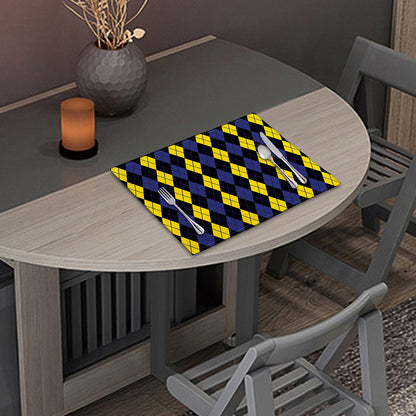 Yellow Black And Blue Argyle Print Placemat