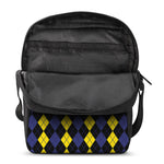 Yellow Black And Blue Argyle Print Rectangular Crossbody Bag