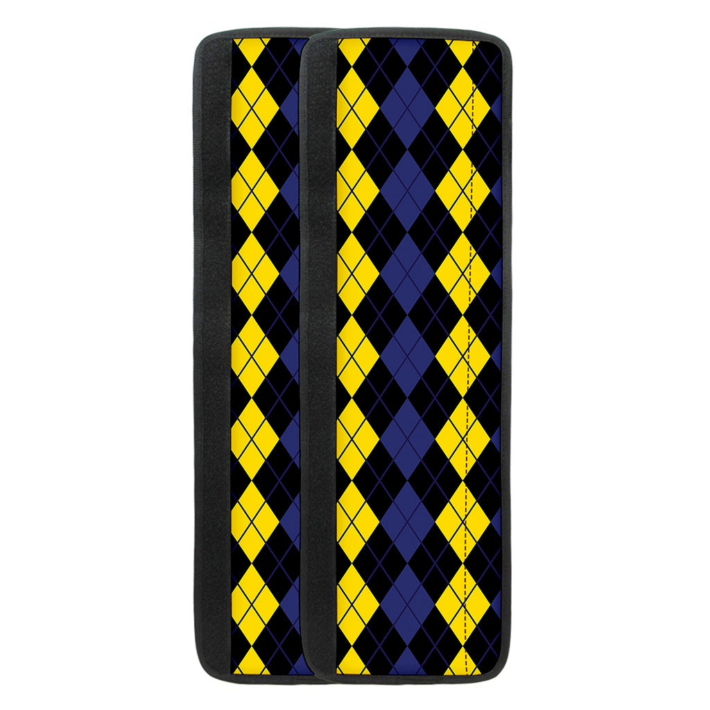 Yellow Black And Blue Argyle Print Refrigerator Handle Covers