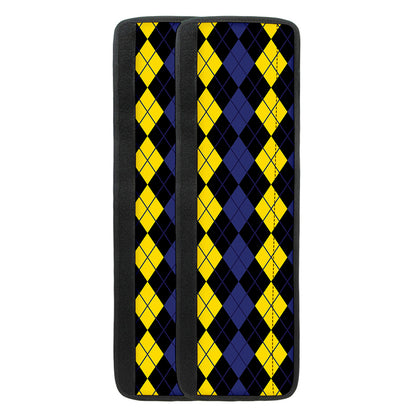 Yellow Black And Blue Argyle Print Refrigerator Handle Covers