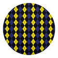 Yellow Black And Blue Argyle Print Round Blanket