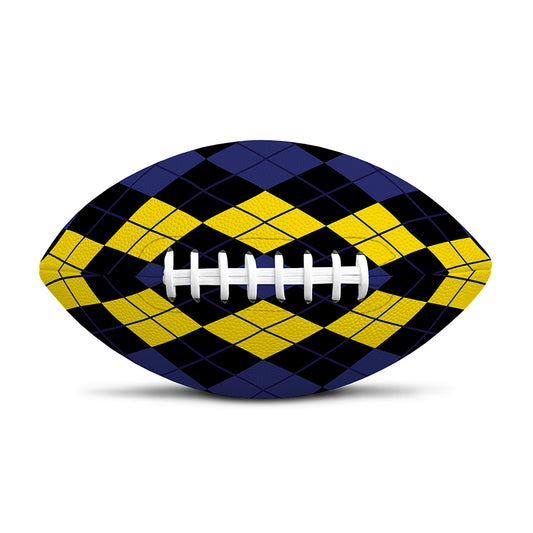 Yellow Black And Blue Argyle Print Rugby Ball