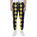 Yellow Black And Blue Argyle Print Joggers
