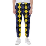 Yellow Black And Blue Argyle Print Scuba Joggers