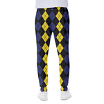 Yellow Black And Blue Argyle Print Scuba Joggers