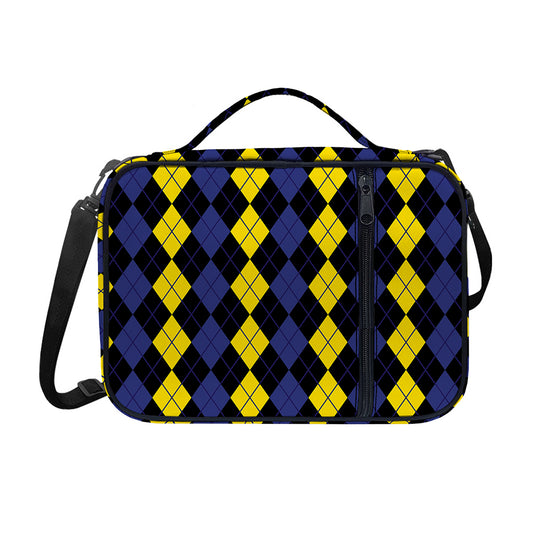 Yellow Black And Blue Argyle Print Shoulder Strap Bible Bag