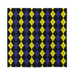 Yellow Black And Blue Argyle Print Silk Bandana