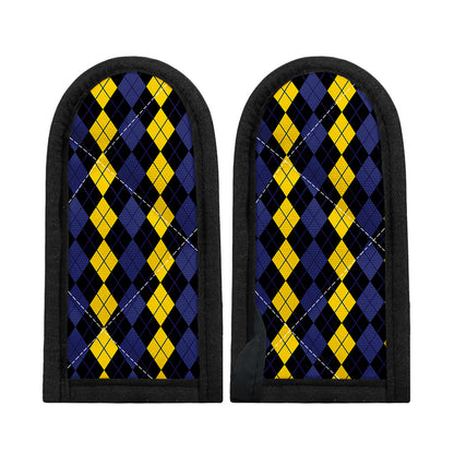 Yellow Black And Blue Argyle Print Skillet Handle Cover