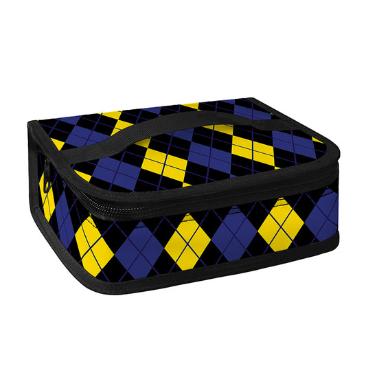 Yellow Black And Blue Argyle Print Small Lunch Bag
