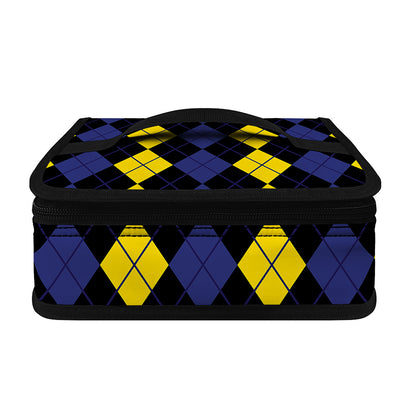 Yellow Black And Blue Argyle Print Small Lunch Bag