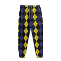 Yellow Black And Blue Argyle Print Sweatpants