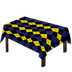 Yellow Black And Blue Argyle Print Tablecloth