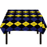Yellow Black And Blue Argyle Print Tablecloth