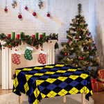 Yellow Black And Blue Argyle Print Tablecloth